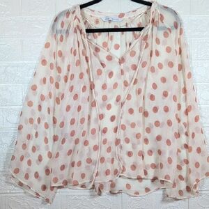 339-Zara Blouse with Cream and Pink Polka Dots